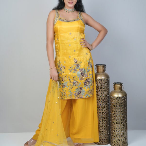 Sunshine Yellow Embroidered Sharara Set with Dupatta