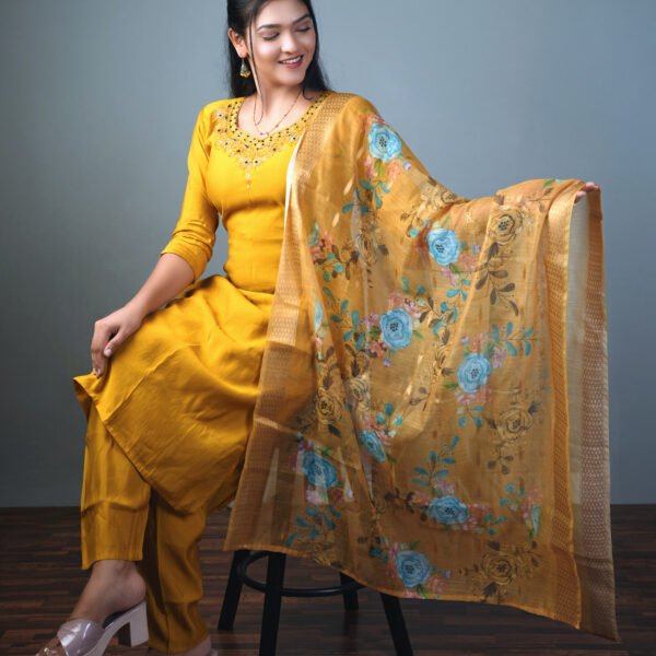 embroidery neck duptta set