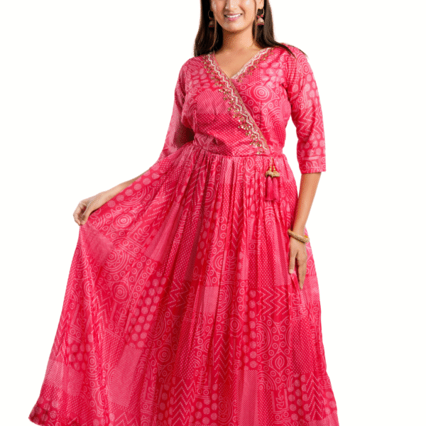 Pink Colour Heavy Rayon material  Pattern - long dress