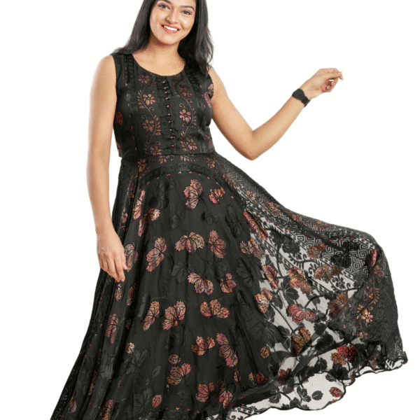 Black colour chiffon  Pattern - black braso chiffon long gown