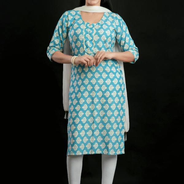 Sky Blue slab cotton  Pattern - straight cut kurti